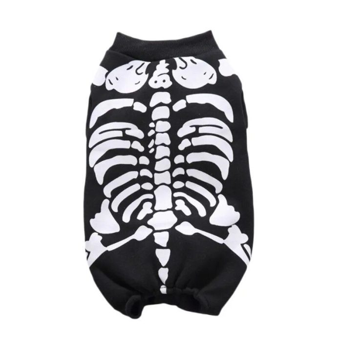 A black dog sweater featuring a white skeleton design, perfect as a 10598-305316.jpg.