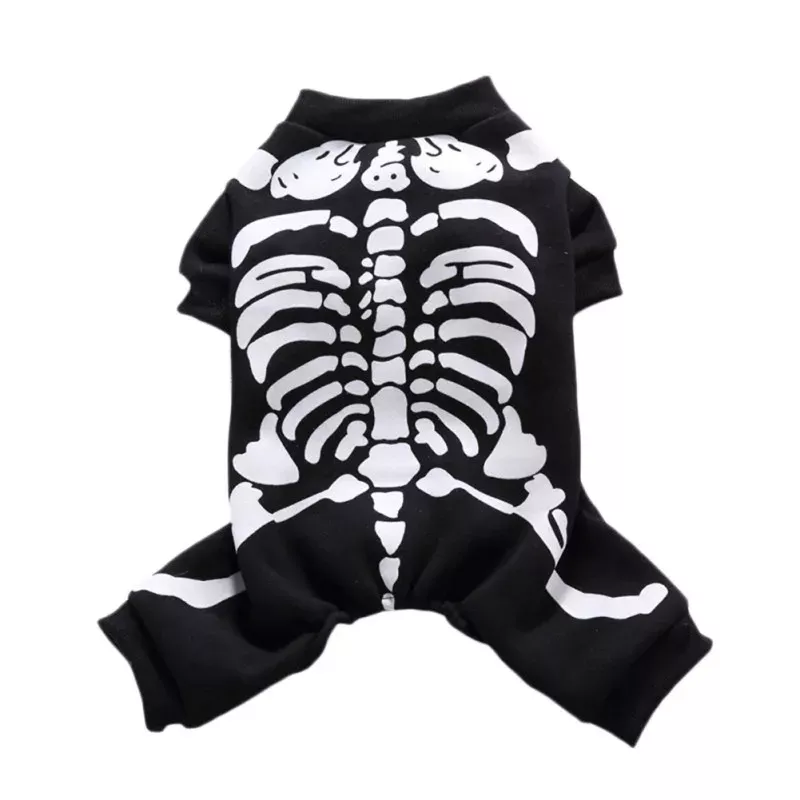 A 10598-ed0956.webp in black with a white skeleton print, designed to cover the body and legs, laying flat.