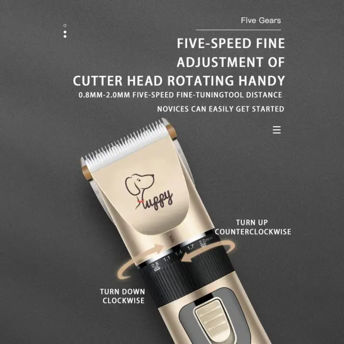 Electric hair clipper and pet hair trimmer with an adjustable five-speed cutter head. Turn up counterclockwise and down clockwise for fine adjustments, making it suitable for novice users.

Product Name: 10716-388bf6.jpg

*Note: It appears you provided an image file name as the product name. However, if you intended to replace a product description with this file name, please ensure that it's correct and meaningful in context.*