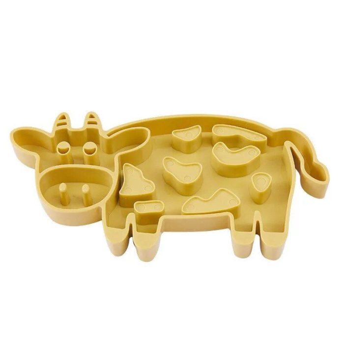 A yellow plastic 10883-ff6d7c.jpg with various sections for making multiple cookie shapes, including a playful cat design.