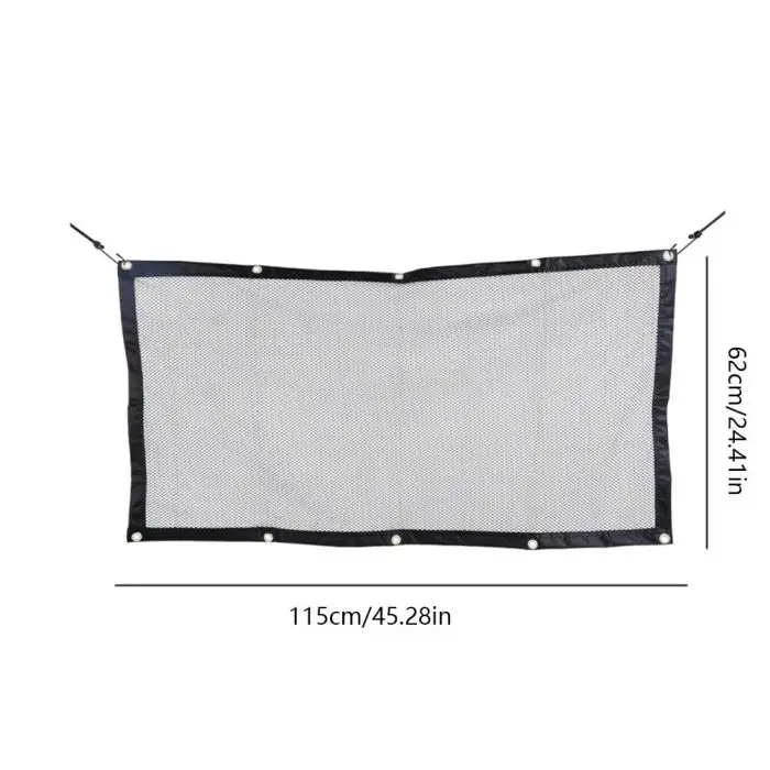 Rectangular mesh tarp with reinforced edges, perfect as a durable 11025-473b18.jpg. Dimensions: 115 cm (45.28 in) wide and 62 cm (24.41 in) tall.