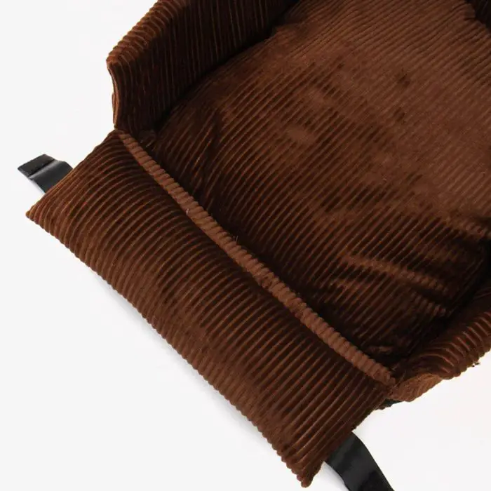 Close-up of a brown corduroy 11114-5cf45e.jpg featuring a soft cushioned base and raised sides for comfort.