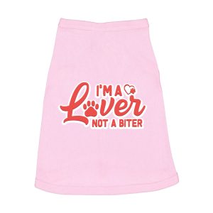 Funny 'I'm a Lover Not a Biter' Dog Sleeveless Shirt – Cute Phrase Dog Clothing