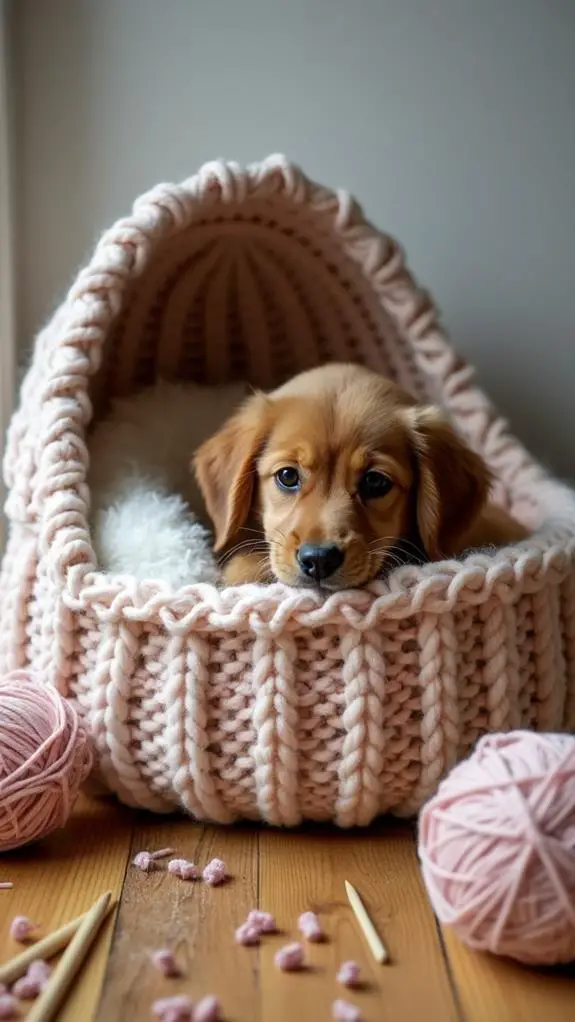 cozy hand knitted dog bed