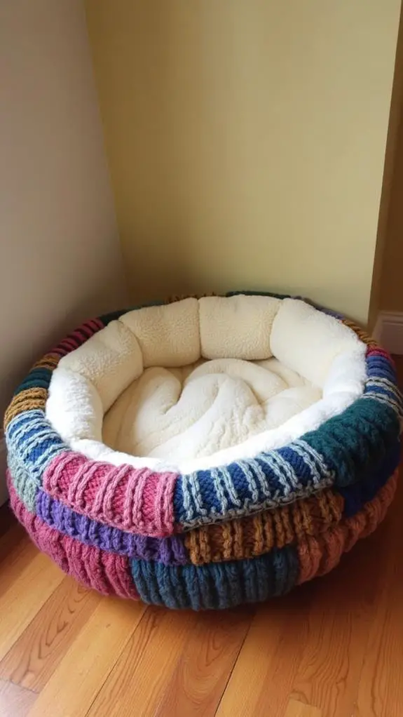 cozy upcycled sweater bed