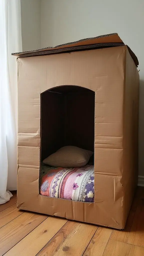 homemade cardboard dog shelter