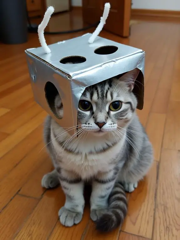 robot cat in cardboard