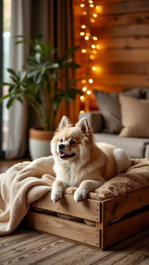 rustic wooden pet bed