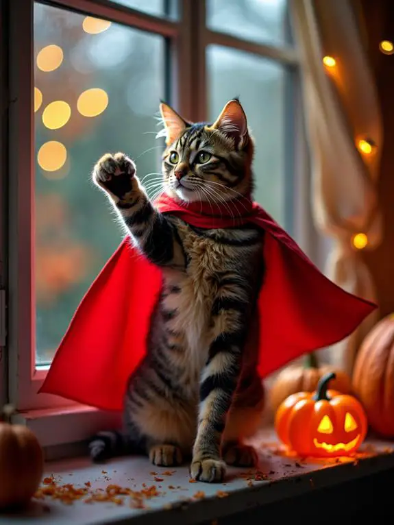 superhero cat in cape